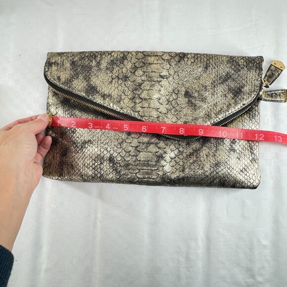 Urban Expressions Snakeskin Clutch in Black and Gold - Picture 6 of 6